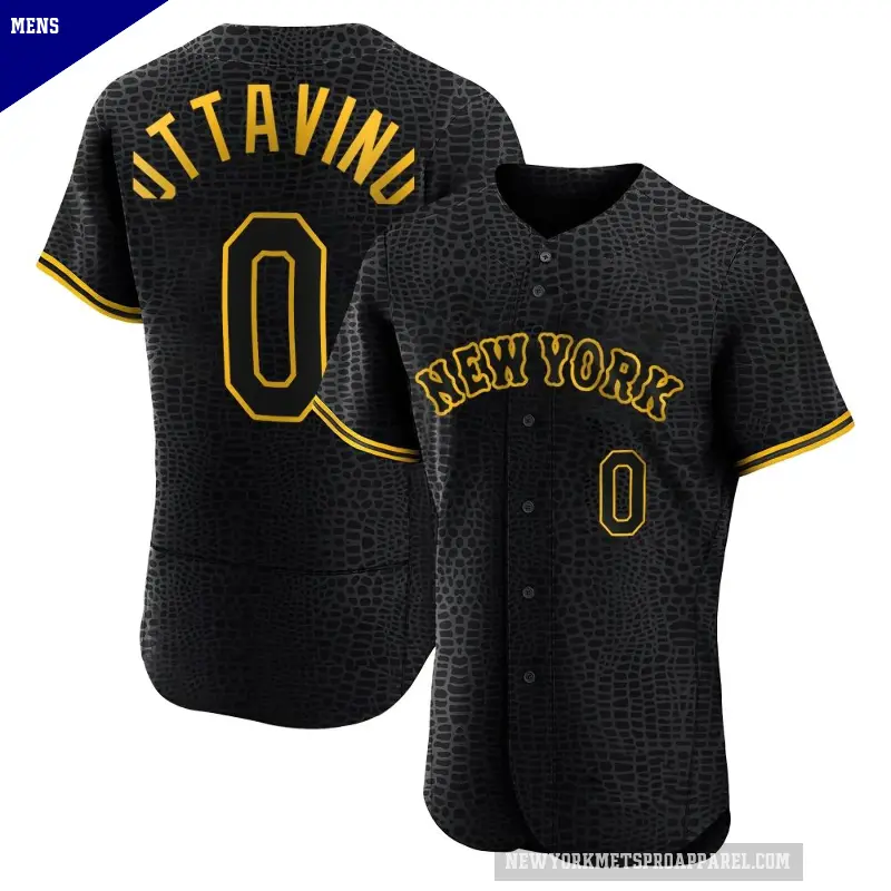 Men's No.0 Adam Ottavino New York Mets Black Authentic Snake Skin City Jersey