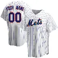 Men's No.00 Custom New York Mets White Replica Home Jersey