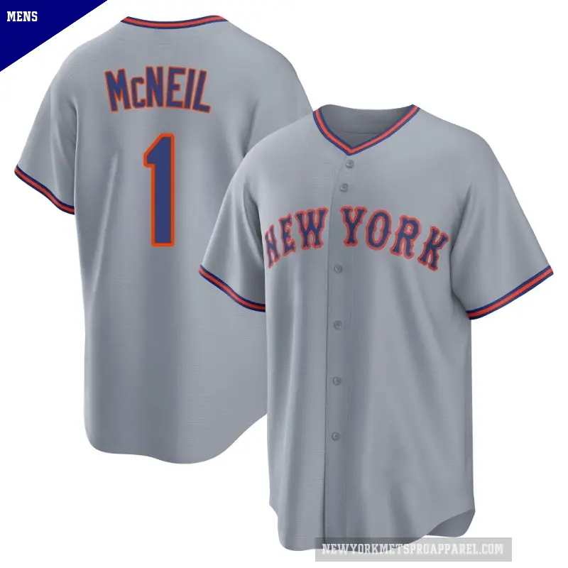 Men's No.1 Jeff McNeil New York Mets Gray Replica Away 2.0 Jersey