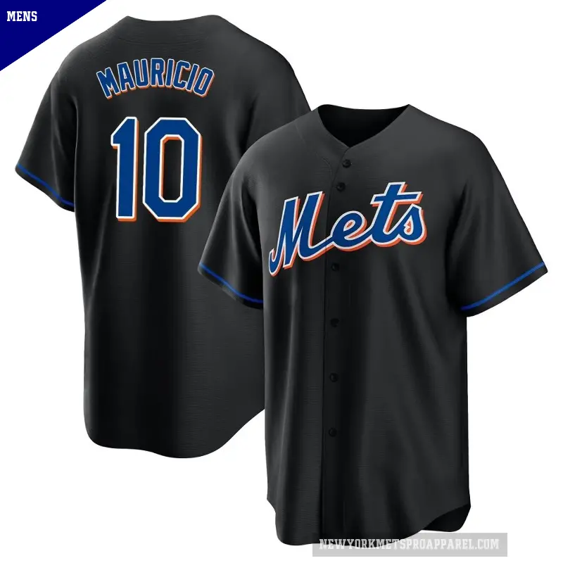 Men's No.10 Ronny Mauricio New York Mets Black Replica 2022 Alternate Jersey
