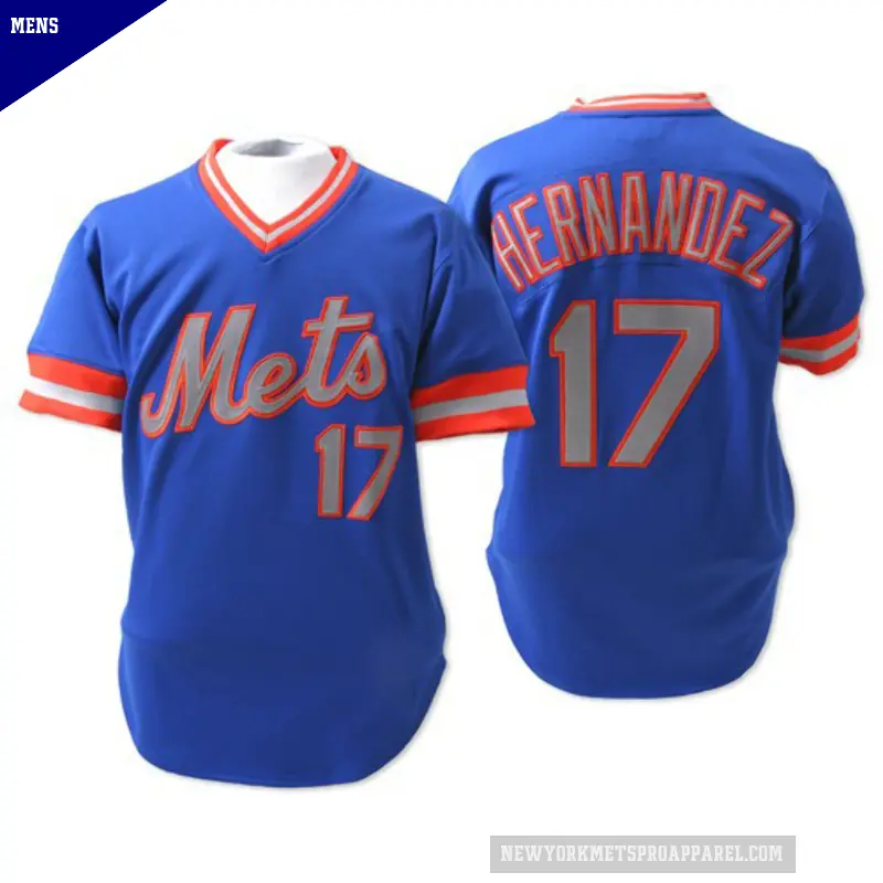 Men's No.17 Keith Hernandez New York Mets Blue Replica Throwback Jersey