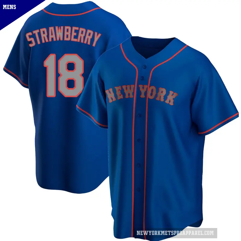 Men's No.18 Darryl Strawberry New York Mets Royal Replica Alternate Road Jersey