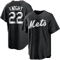 Men's No.22 Ray Knight New York Mets Black/White Replica Jersey