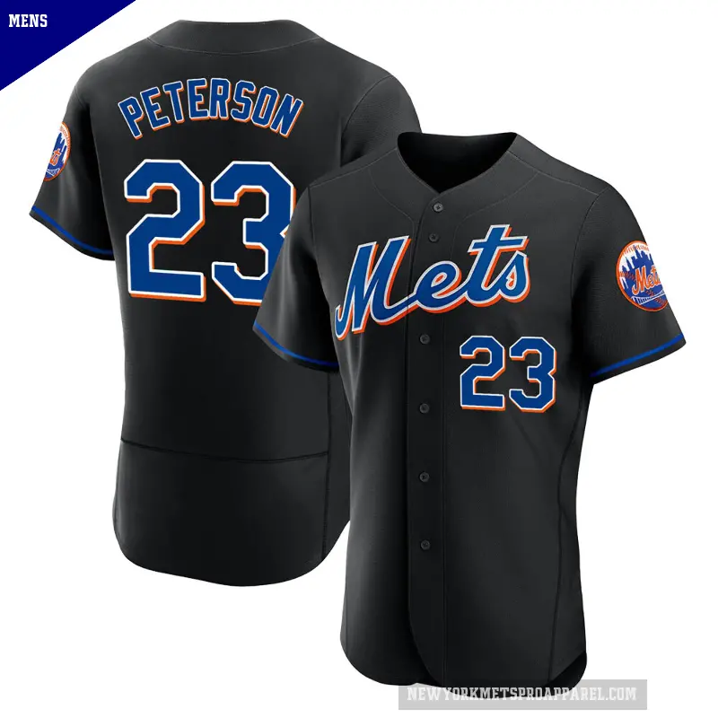 Men's No.23 David Peterson New York Mets Black Authentic 2022 Alternate Jersey