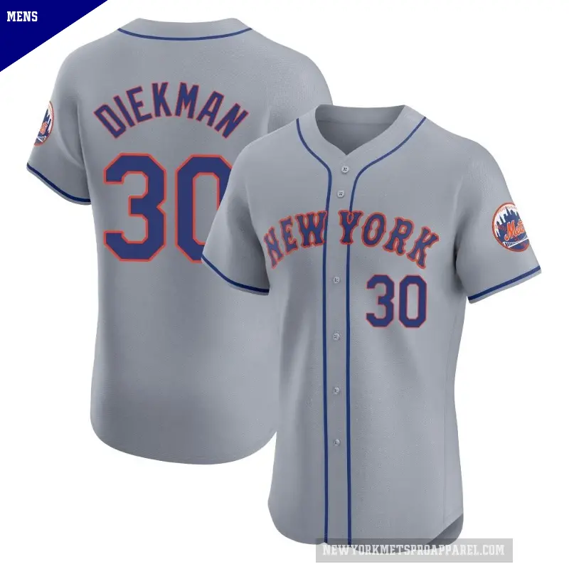 Men's No.30 Jake Diekman New York Mets Gray Elite Road Jersey