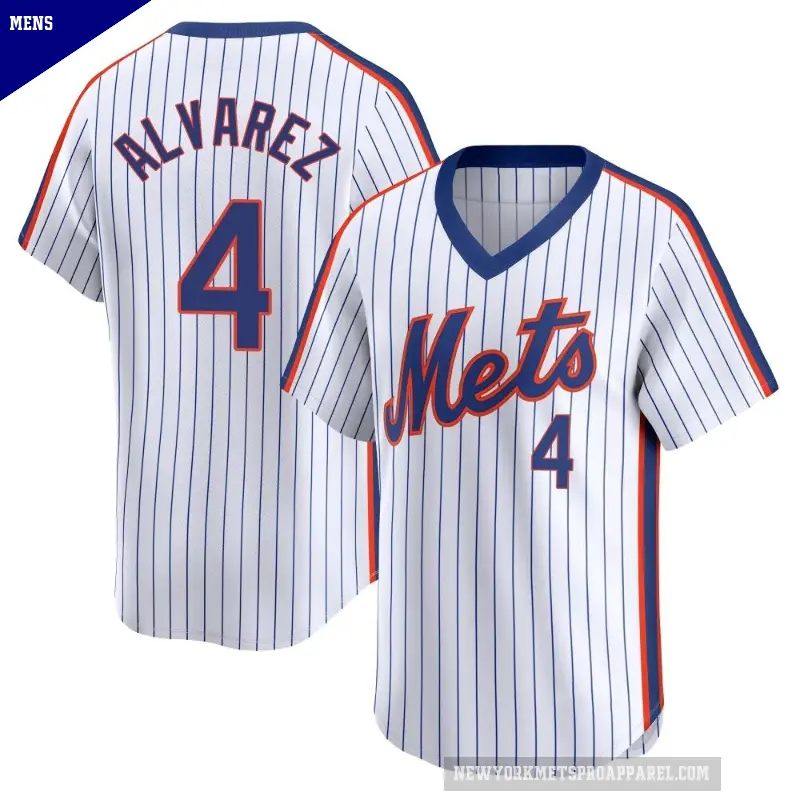 Men's No.4 Francisco Alvarez New York Mets White Limited Cooperstown Collection Jersey