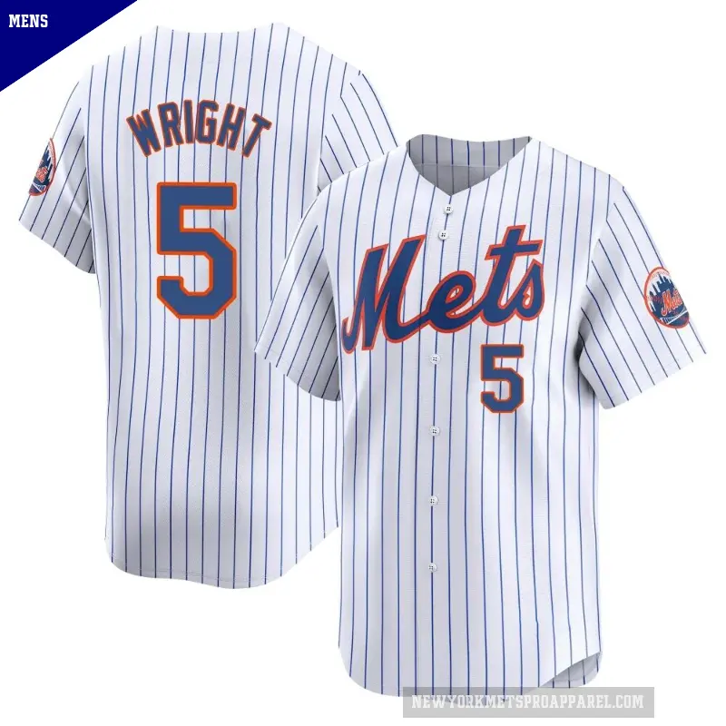Men's No.5 David Wright New York Mets White Limited Home Jersey