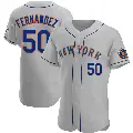 Men's No.50 Sid Fernandez New York Mets Gray Authentic Road Jersey