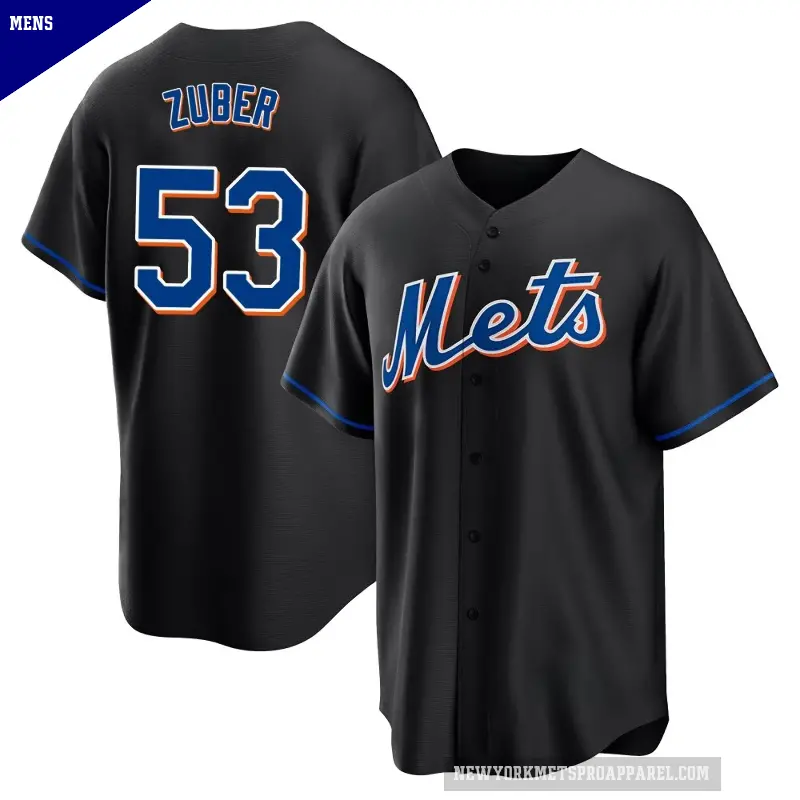 Men's No.53 Tyler Zuber New York Mets Black Replica 2022 Alternate Jersey