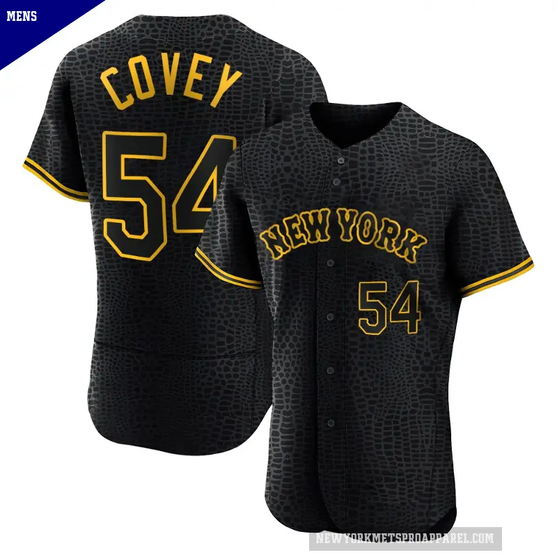 Men's No.54 Dylan Covey New York Mets Black Authentic Snake Skin City Jersey