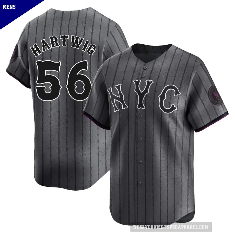Men's No.56 Grant Hartwig New York Mets Limited Graphite 2024 City Connect Jersey