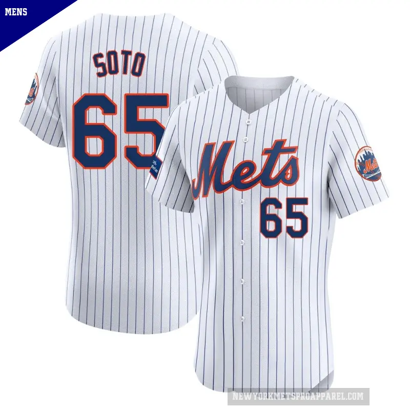 Men's No.65 Gregory Soto New York Mets White Elite Home Patch Jersey