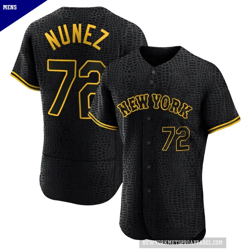 Men's No.72 Dedniel Nunez New York Mets Black Authentic Snake Skin City Jersey