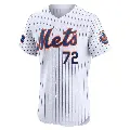 Men's No.72 Dedniel Nunez New York Mets White Elite Home Patch Jersey