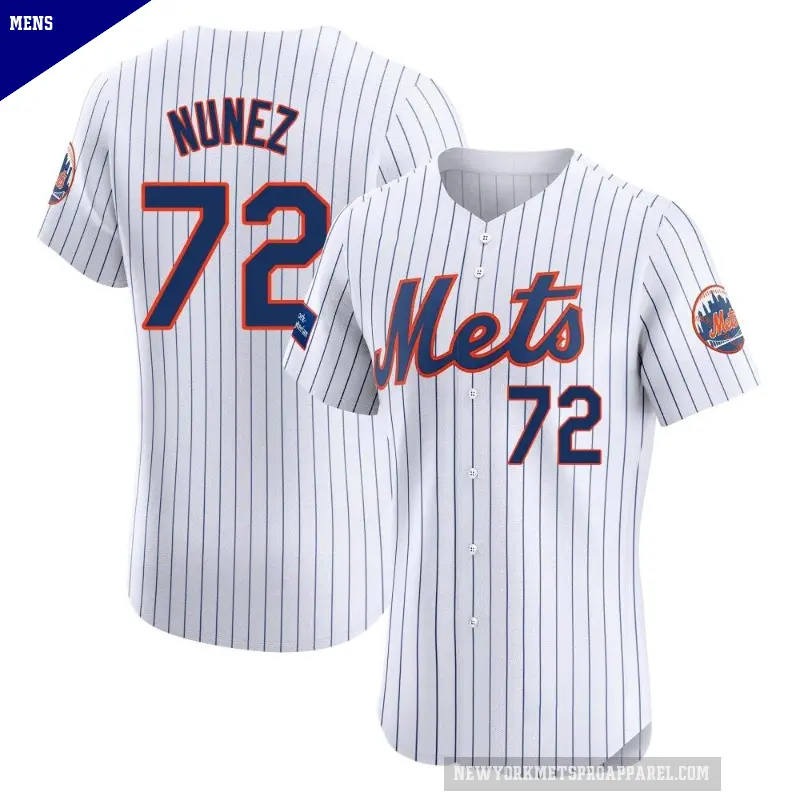 Men's No.72 Dedniel Nunez New York Mets White Elite Home Patch Jersey