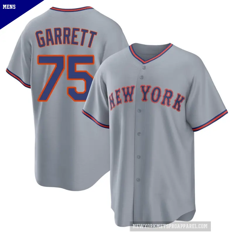 Men's No.75 Reed Garrett New York Mets Gray Replica Away 2.0 Jersey