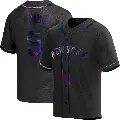Men's No.9 Brandon Nimmo New York Mets Black Replica Holographic Alternate Jersey