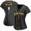 Women's No.1 Mookie Wilson New York Mets Gold Replica Black en Alternate Jersey