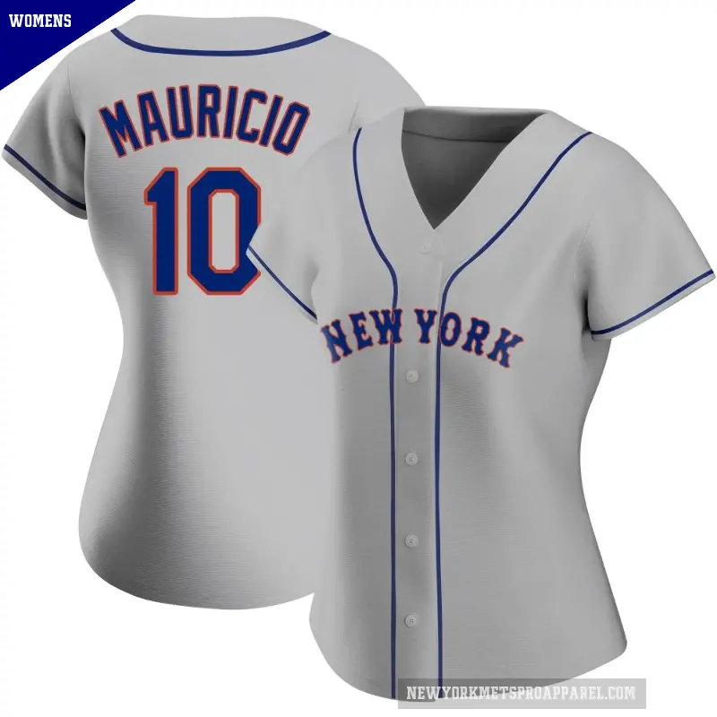 Women's No.10 Ronny Mauricio New York Mets Gray Replica Road Jersey