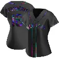 Women's No.18 Darryl Strawberry New York Mets Black Replica Holographic Alternate Jersey