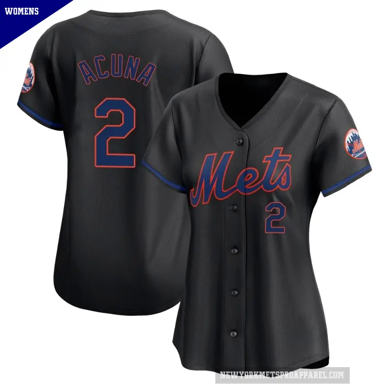 Women's No.2 Luisangel Acuna New York Mets Black Limited Alternate Jersey
