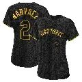 Women's No.2 Omar Narvaez New York Mets Black Replica Snake Skin City Jersey