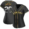Women's No.20 Luis De Los Santos New York Mets Gold Replica Black en Alternate Jersey