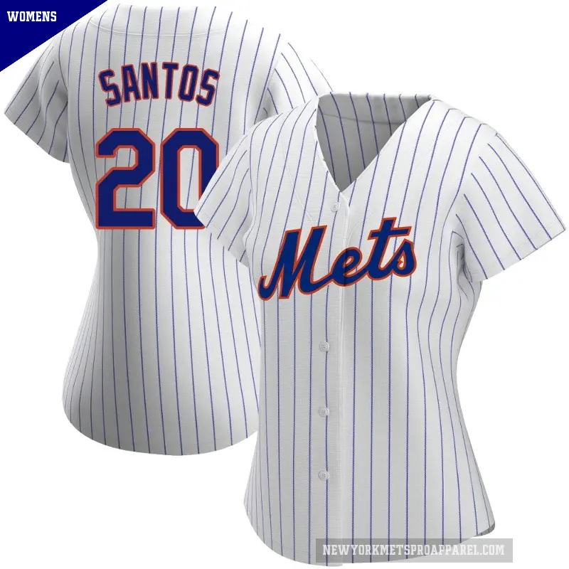 Women's No.20 Luis De Los Santos New York Mets White Replica Home Jersey