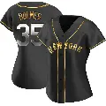 Women's No.35 Clay Holmes New York Mets Gold Replica Black en Alternate Jersey