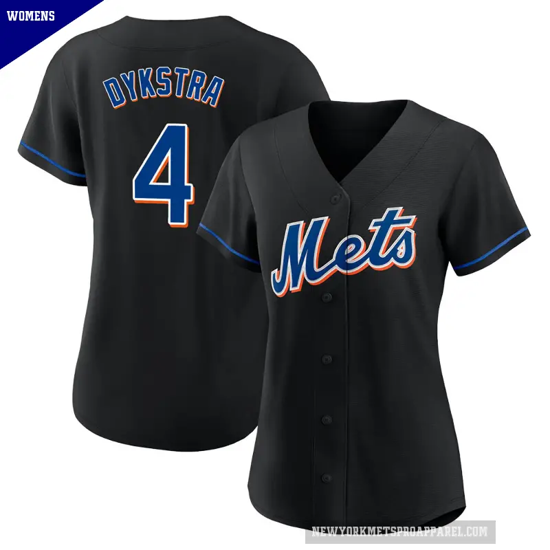 Women's No.4 Lenny Dykstra New York Mets Black Authentic 2022 Alternate Jersey