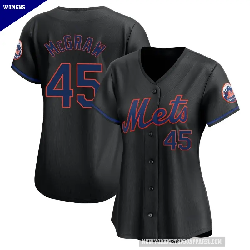 Women's No.45 Tug McGraw New York Mets Black Limited Alternate Jersey