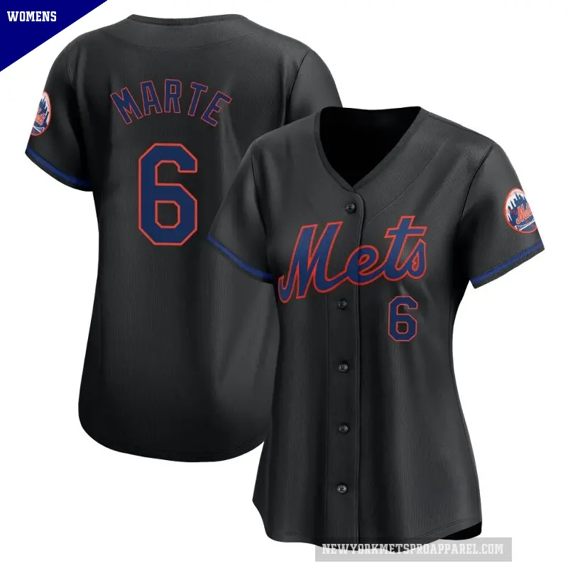 Women's No.6 Starling Marte New York Mets Black Limited Alternate Jersey