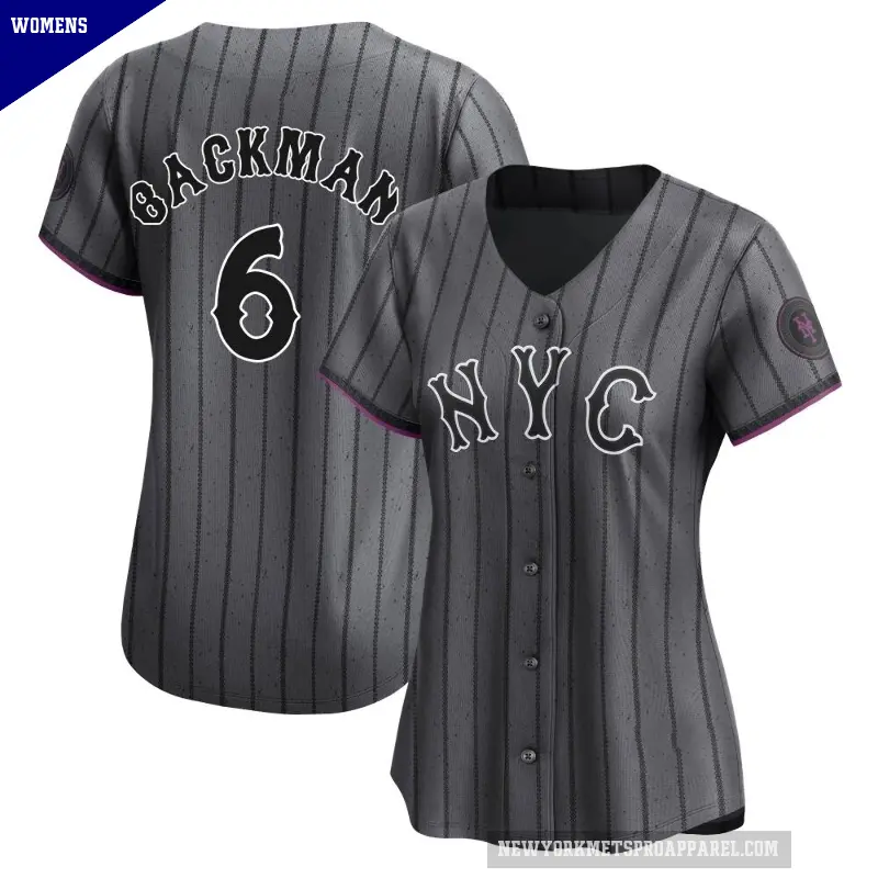 Women's No.6 Wally Backman New York Mets Limited Graphite 2024 City Connect Jersey