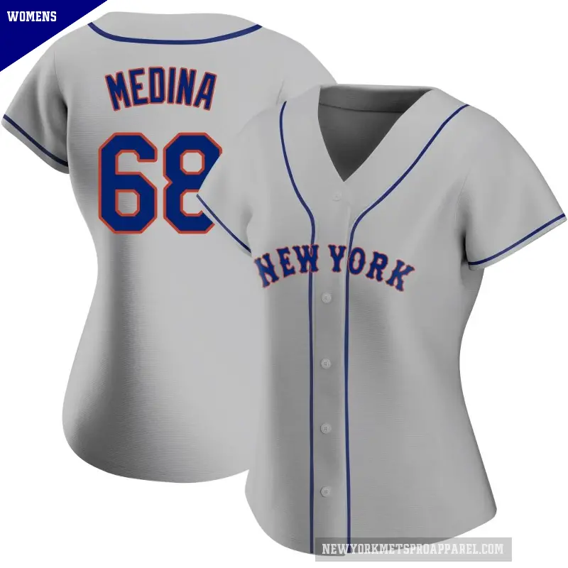 Women's No.68 Adonis Medina New York Mets Gray Authentic Road Jersey