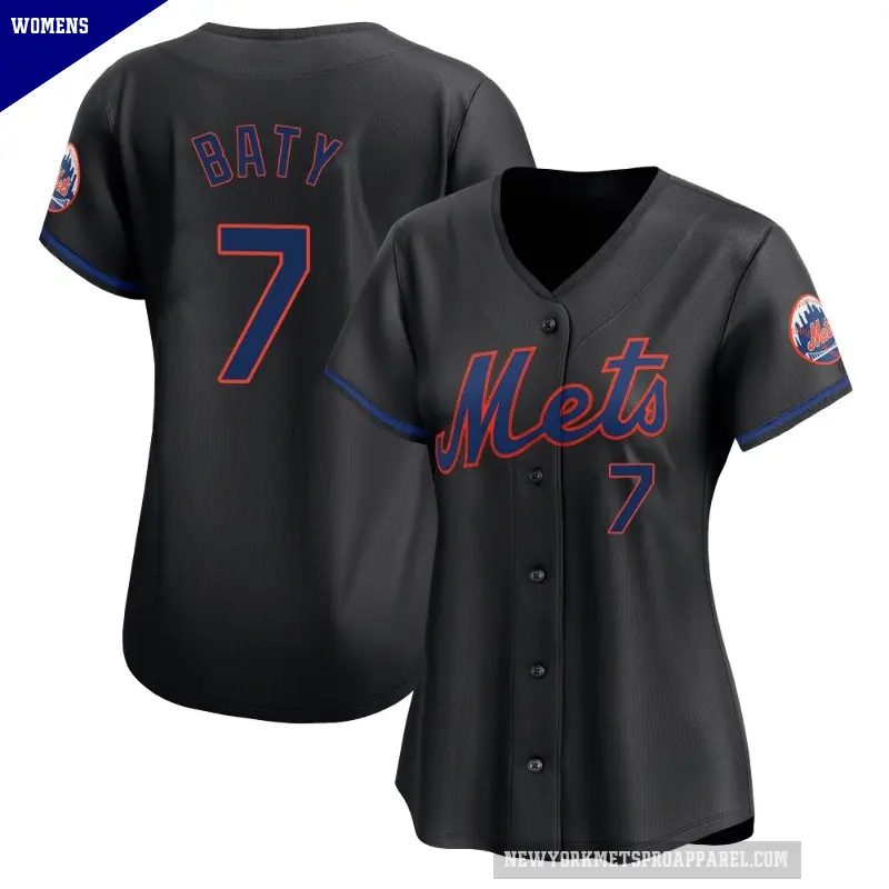Women's No.7 Brett Baty New York Mets Black Limited Alternate Jersey