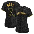 Women's No.7 Brett Baty New York Mets Black Replica Snake Skin City Jersey