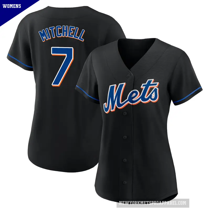 Women's No.7 Kevin Mitchell New York Mets Black Replica 2022 Alternate Jersey