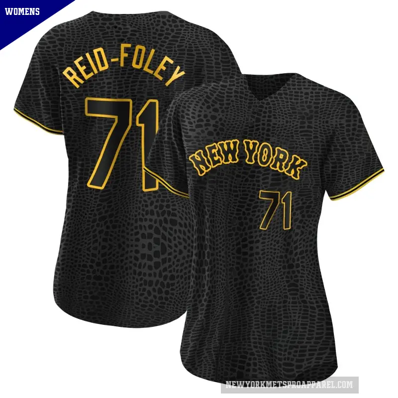Women's No.71 Sean Reid-Foley New York Mets Black Replica Snake Skin City Jersey