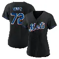 Women's No.72 Dedniel Nunez New York Mets Black Authentic 2022 Alternate Jersey