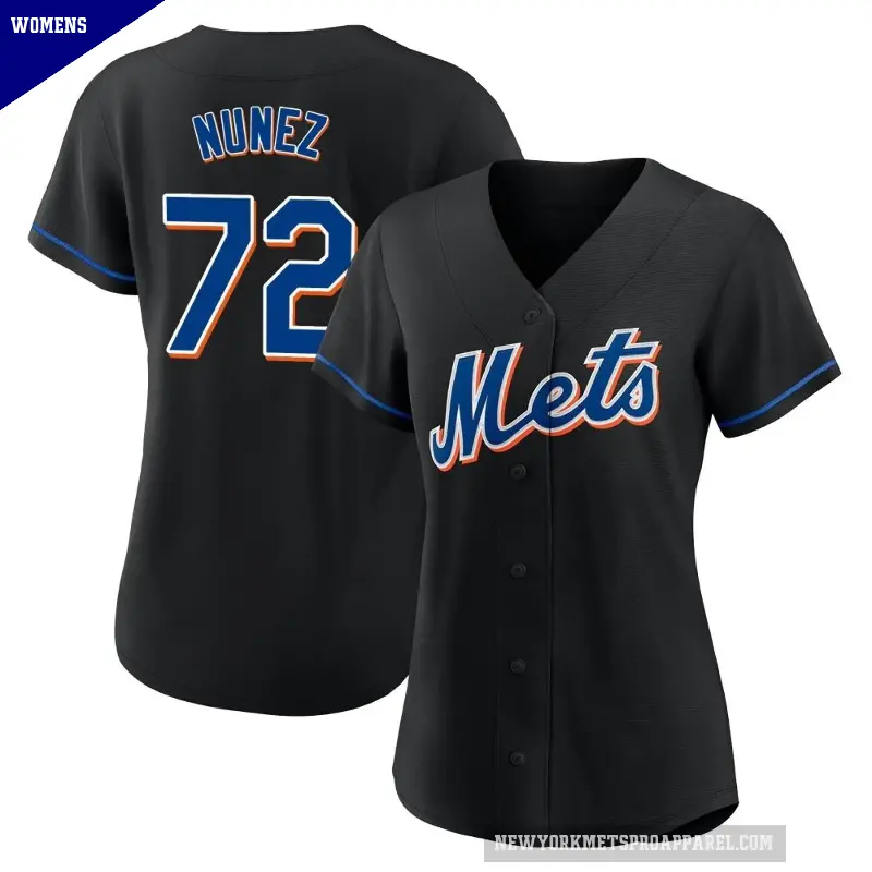 Women's No.72 Dedniel Nunez New York Mets Black Authentic 2022 Alternate Jersey