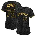 Women's No.72 Dedniel Nunez New York Mets Black Authentic Snake Skin City Jersey