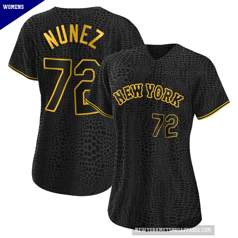 Women's No.72 Dedniel Nunez New York Mets Black Authentic Snake Skin City Jersey