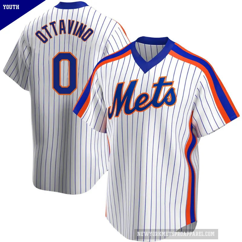 Youth No.0 Adam Ottavino New York Mets White Replica Home Cooperstown Collection Jersey