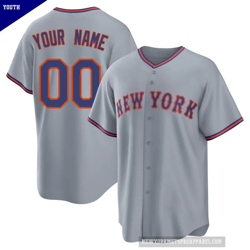 Youth No.00 Custom New York Mets Gray Replica Away 2.0 Jersey