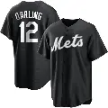 Youth No.12 Ron Darling New York Mets Black/White Replica Jersey