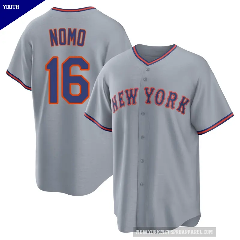 Youth No.16 Hideo Nomo New York Mets Gray Replica Away 2.0 Jersey