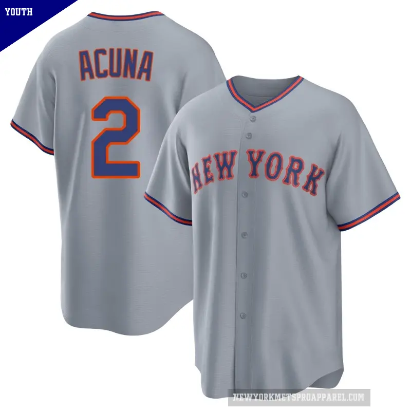 Youth No.2 Luisangel Acuna New York Mets Gray Replica Away 2.0 Jersey