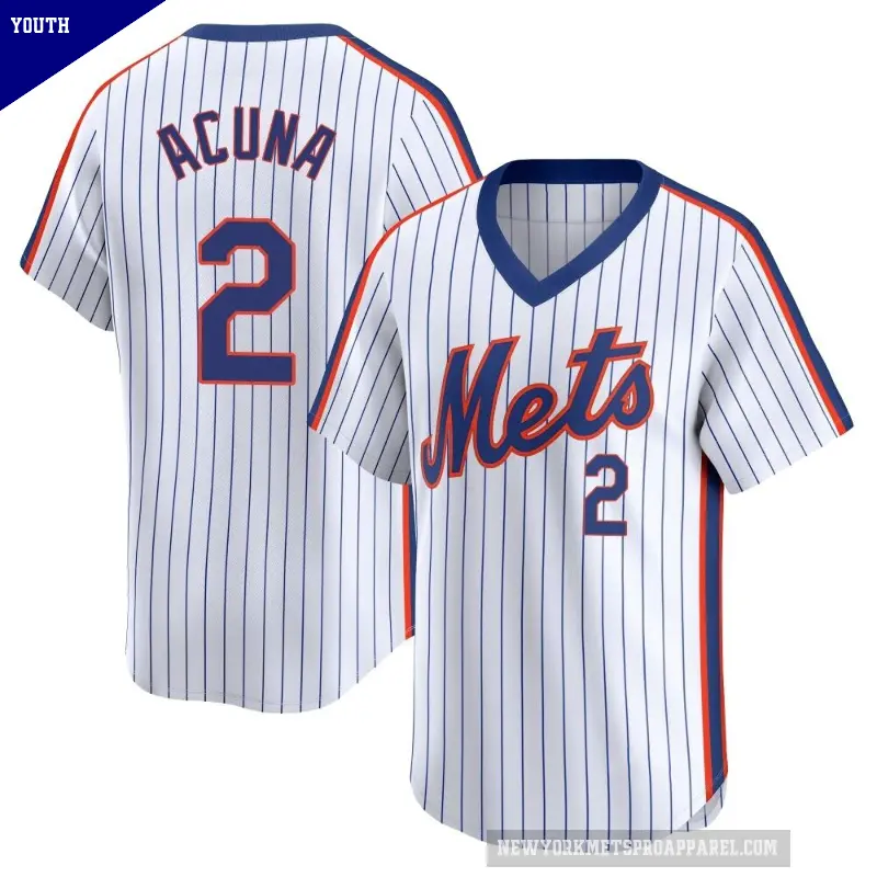 Youth No.2 Luisangel Acuna New York Mets White Limited Cooperstown Collection Jersey