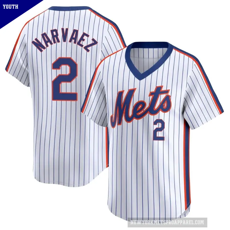 Youth No.2 Omar Narvaez New York Mets White Limited Cooperstown Collection Jersey
