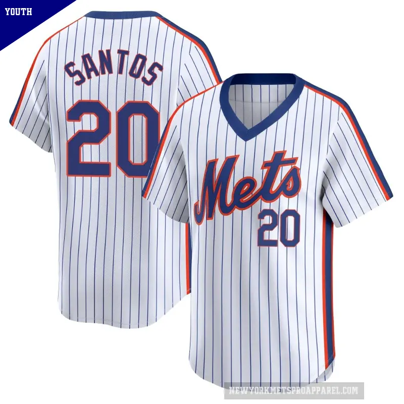 Youth No.20 Luis De Los Santos New York Mets White Limited Cooperstown Collection Jersey